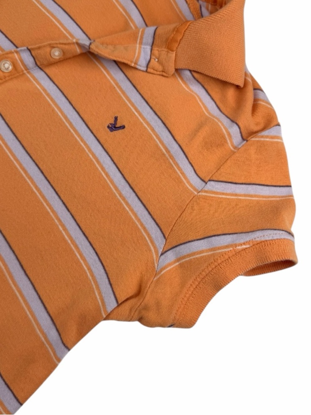 Y2K American Eagle Women’s Orange Striped Button Polo Top Size Large - Picture 6 of 10